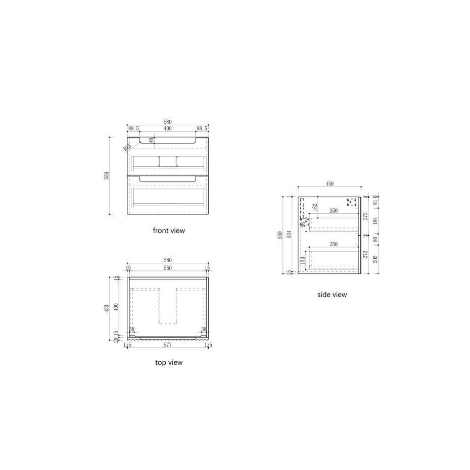 Lovina Wall Hung Vanity - 600mm