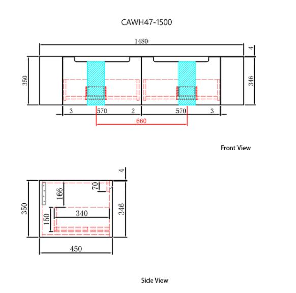 Carita Wall Hung 1500mm Double Basin Only