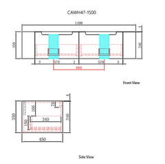 Carita Wall Hung 1500mm Double Basin Only