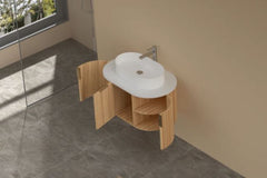 CARYSIL 900mm Fluted Wall Hung Vanity - Walnut