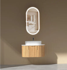 CARYSIL 900mm Fluted Wall Hung Vanity - Walnut