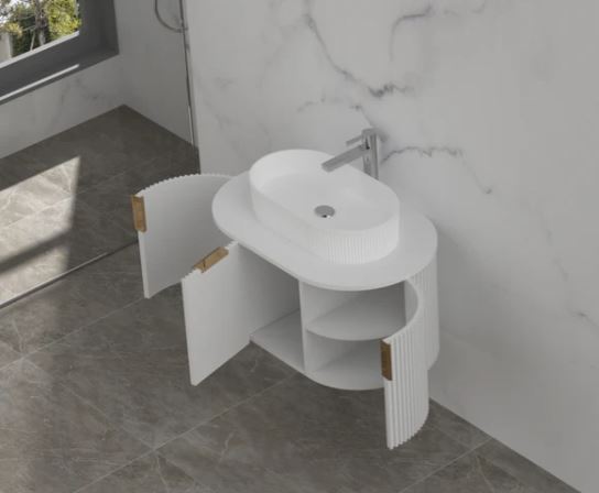 CARYSIL 750mm Fluted Wall Hung Vanity - White