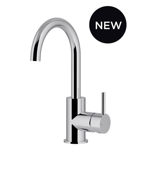 Round Gooseneck Basin Mixer with Cold Start