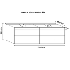 Coastal 1500 Double Wall Hung VJ Paneling Bathroom Vanity