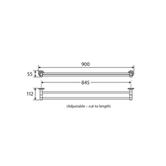 Kaya Double Towel Rail - 900mm Cut to size