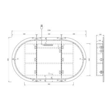 LED Bondi Shaving Cabinet Black Oak - Multiple Sizes Available