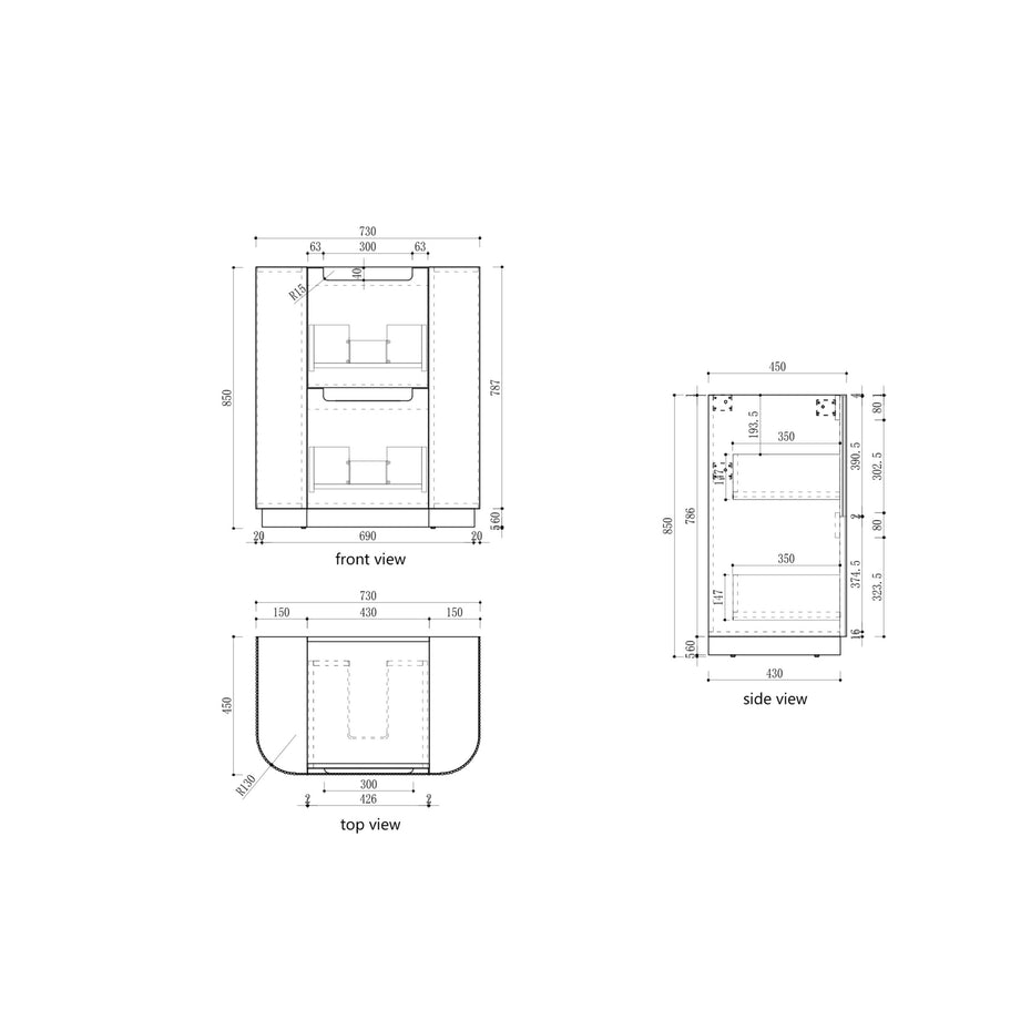 Curva Freestanding 750mm