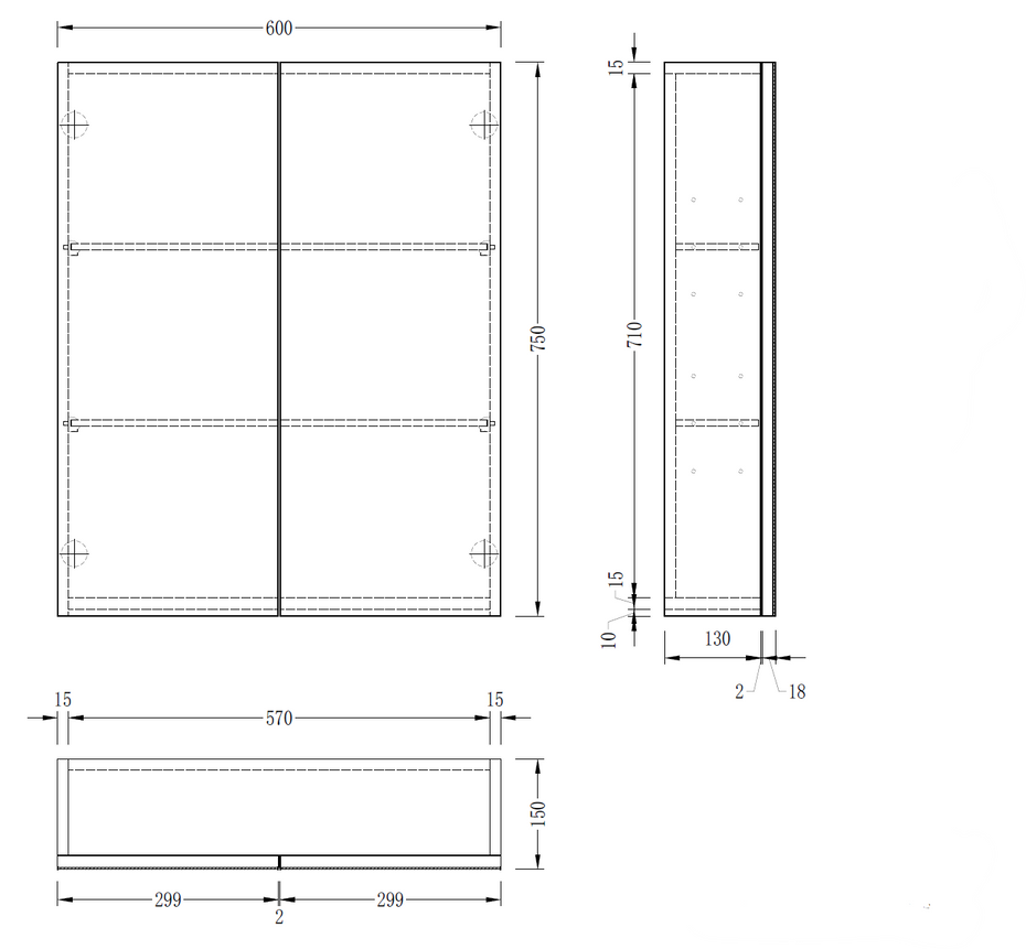 EVA Shaving Cabinet with Side panels