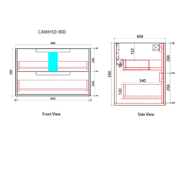 Flauto Wall Hung Vanity 900mm