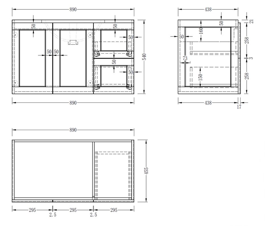 George Wall Hung 900mm Hampton Shaker Style Bathroom Vanity