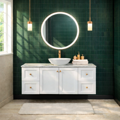 George Wall Hung 1500mm Hampton Shaker Style Bathroom Vanity (Single Or Double Basin)
