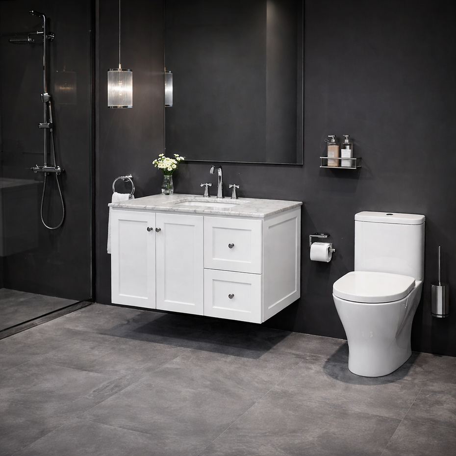 George Wall Hung 900mm Hampton Shaker Style Bathroom Vanity