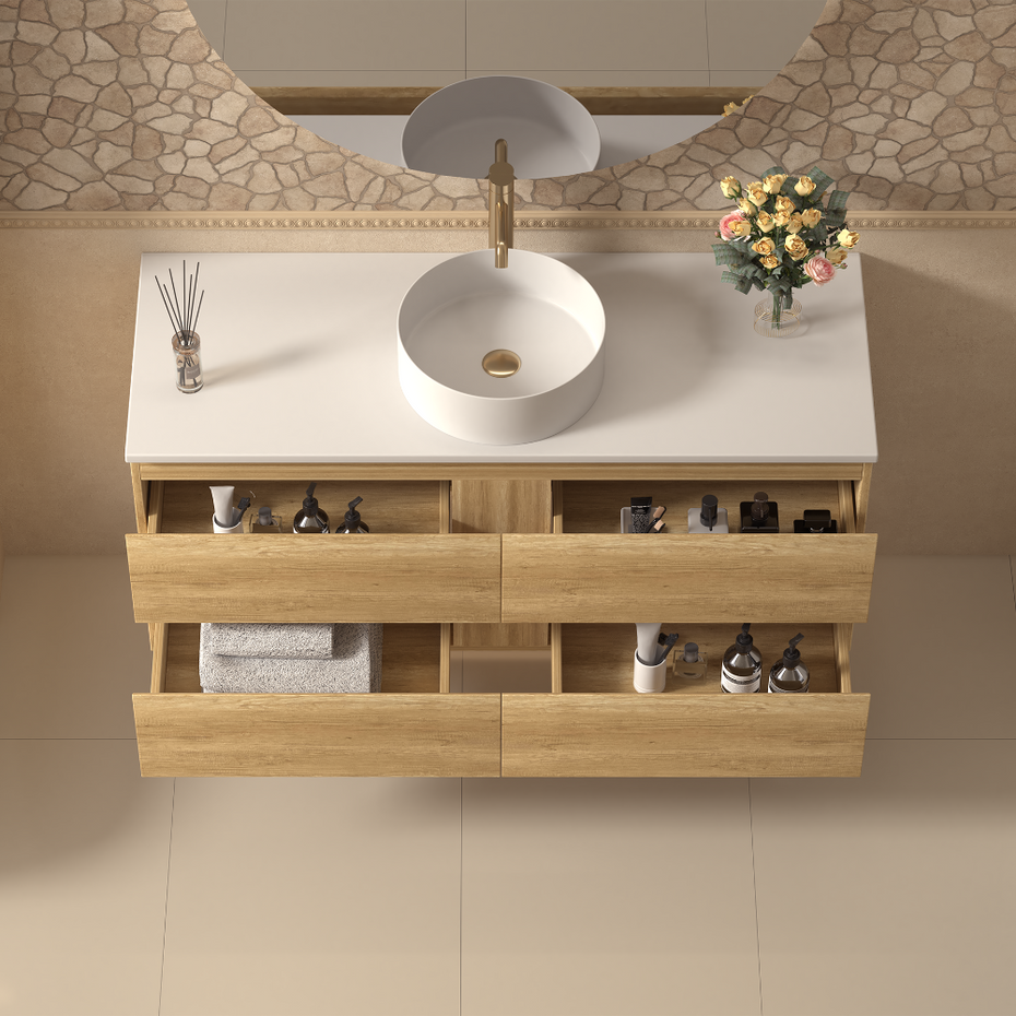 Grove Wall Hung 1200mm Natural Oak Vanity