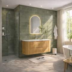 Hudson Wall Hung 1200mm Curved Plywood Timber Fluted Vanity