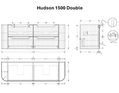 Hudson Wall Hung 1500mm Double Basin Curved Plywood Timber Fluted Vanity