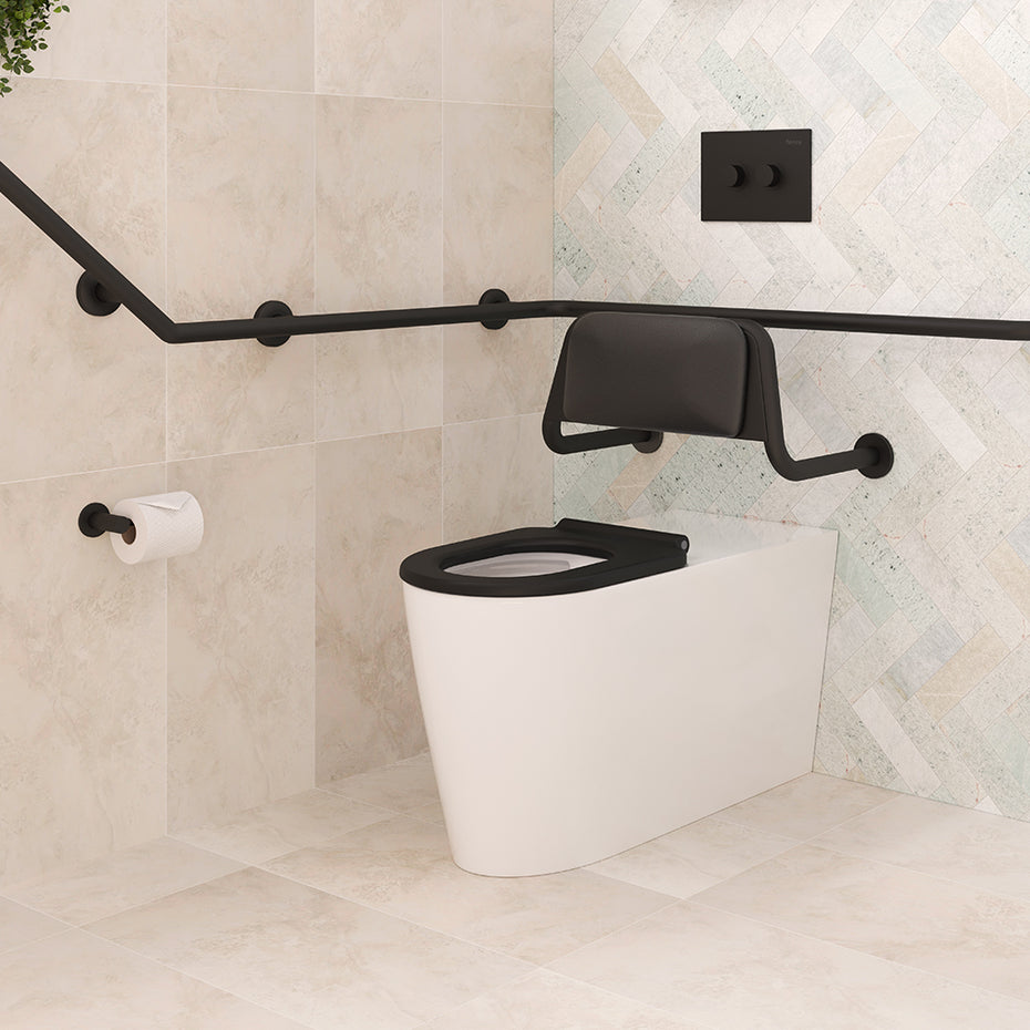 Isabella Care Wall-Faced Toilet Suite (Pan & Seat + R&T In-Wall Cistern + Care Raised White Flush Buttons)