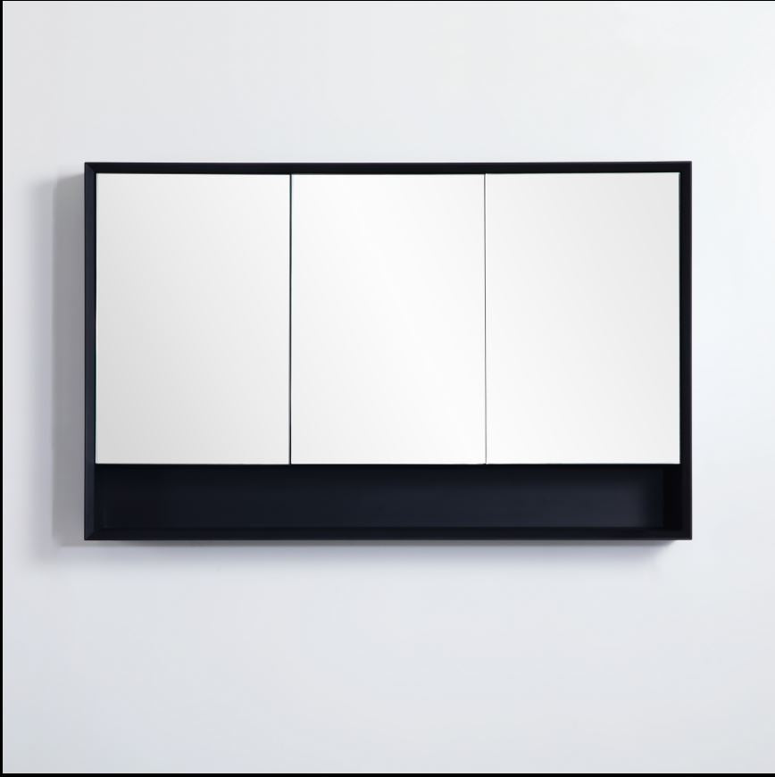 Black Shaving Cabinet with Shelf - NON LED