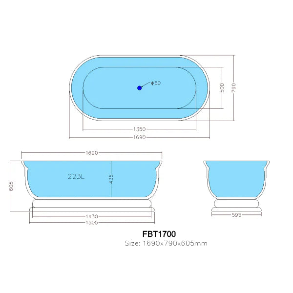 Fremantle Freestanding Bath - 1700mm