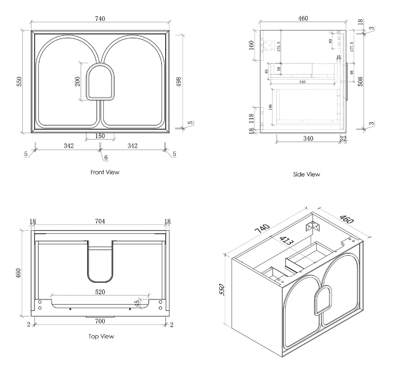LAGUNA Timber finish 750 WALL HUNG Arch Vanity