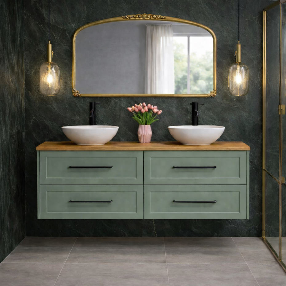 Lily Wall Hung 1800mmHampton Shaker Style Double/ Single Basin Bathroom Vanity - Made to order
