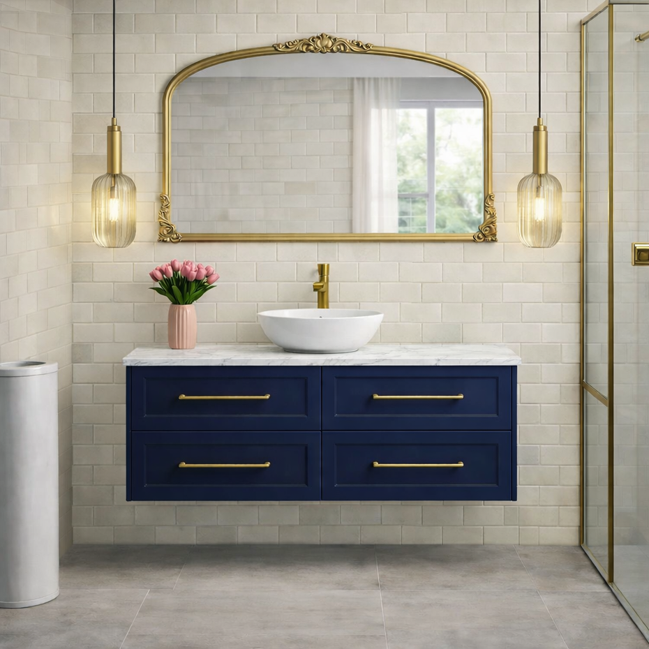 Lily Wall Hung 1800mmHampton Shaker Style Double/ Single Basin Bathroom Vanity - Made to order