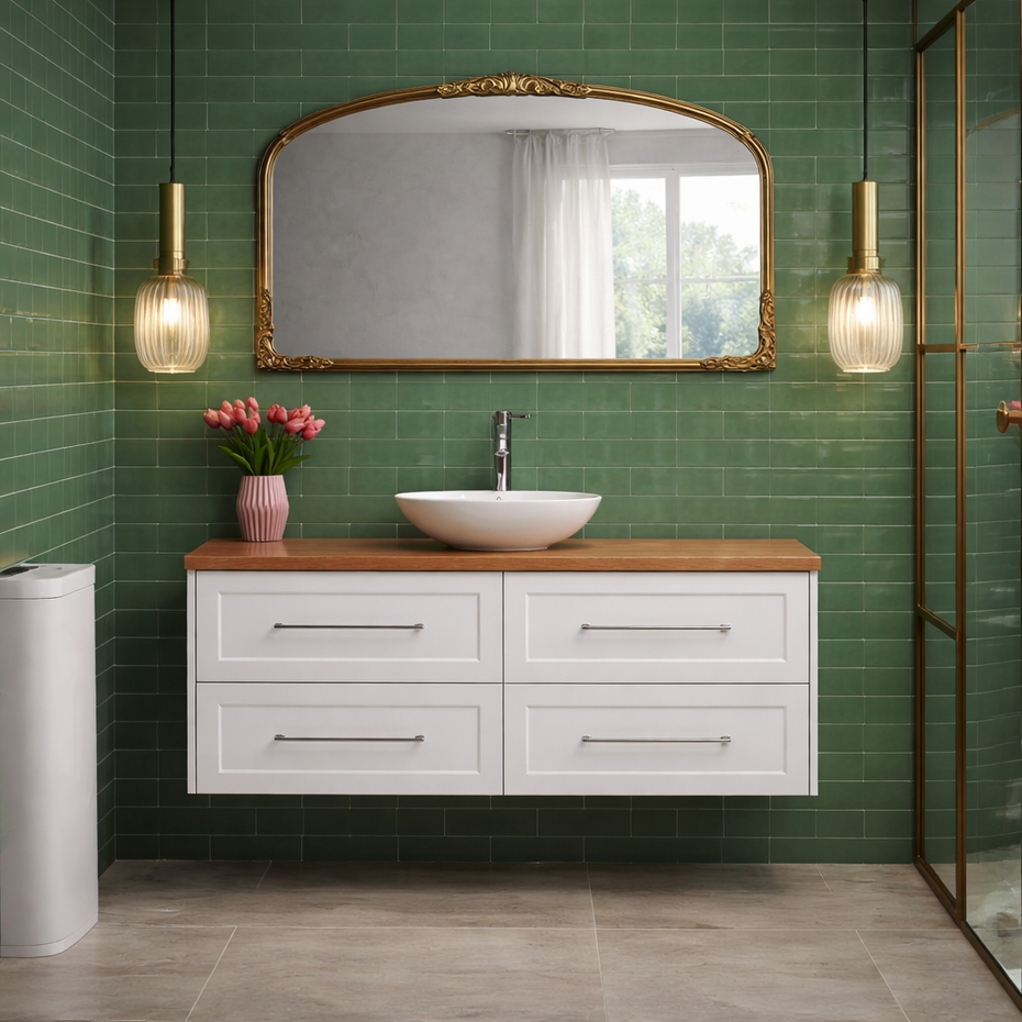 Lily Wall Hung 1500mm Hampton Shaker Style Single Basin Bathroom Vanity