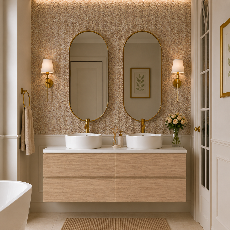 London Wall Hung 1500mm Double Basin Bathroom Vanity - Oak