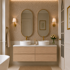 Wall Hung 1500mm Bathroom Vanity Oak double basin