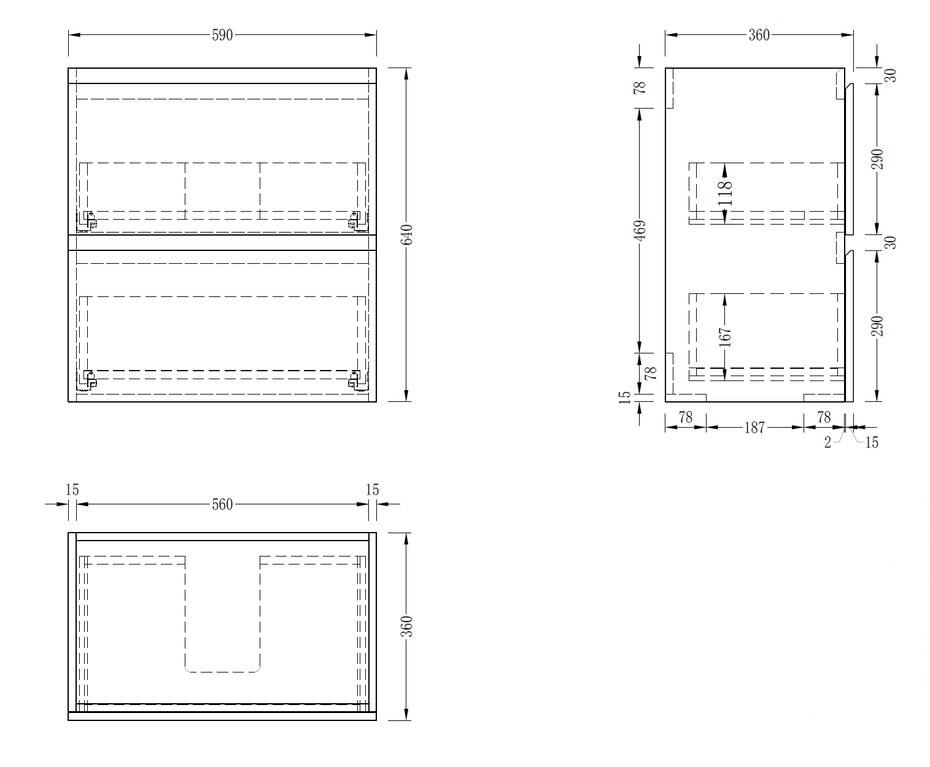 Slim London Wall-Hung White 600mm Vanity