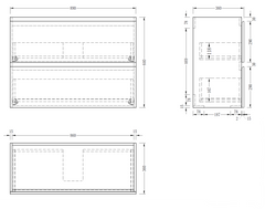 Slim London Wall Hung 900mm Bathroom Vanity - Oak