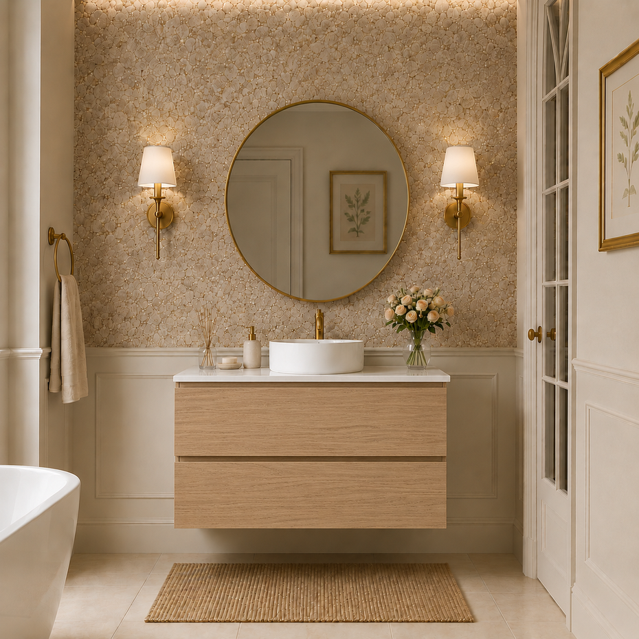 Slim London Wall Hung 900mm Bathroom Vanity - Oak