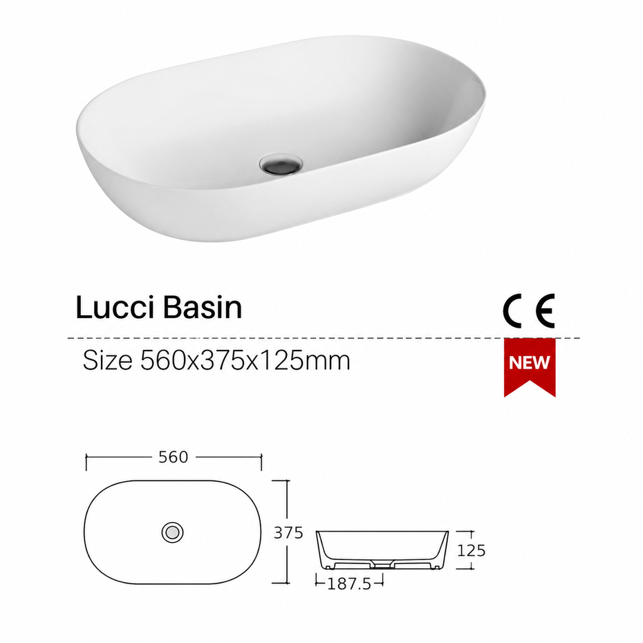 LUSSI Oval ceramic Basin - Gloss White