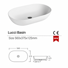 LUSSI Oval ceramic Basin - Gloss White