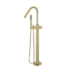Round Pinless Freestanding Bath Spout and Hand Shower
