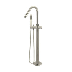 Round Pinless Freestanding Bath Spout and Hand Shower