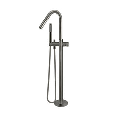 Round Pinless Freestanding Bath Spout and Hand Shower