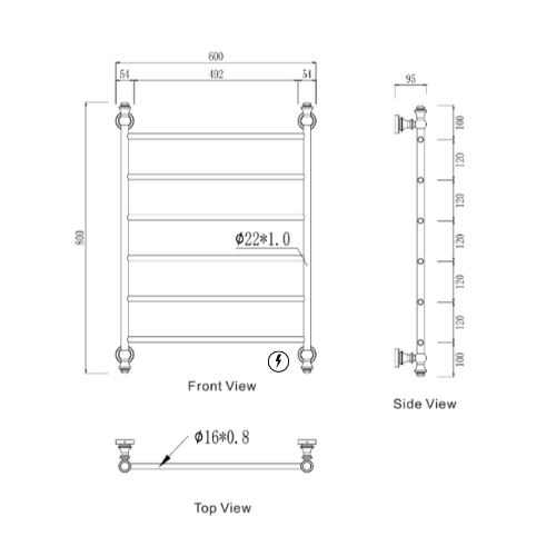 Medoc 6 Bar Heated Towel Rail