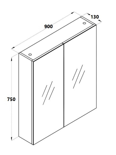 600mm - 1200mm Bella Mirrored Shaving Cabinet White
