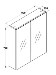600mm - 1200mm Bella Mirrored Shaving Cabinet White