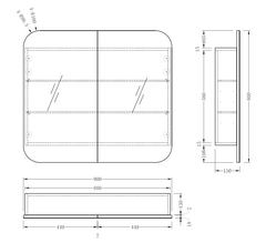 750-`1200mm Modena Shaving Cabinet - Available in White or TImber