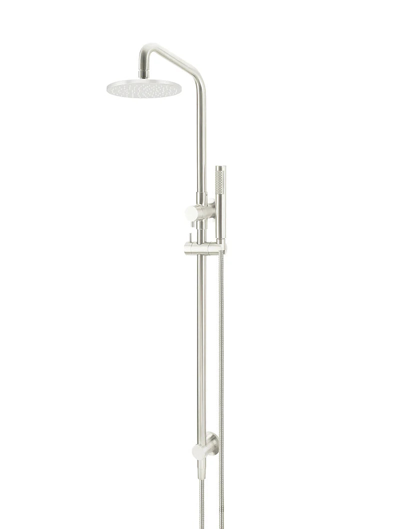 Round Combination Shower Rail 200mm Rose, Single Function Hand Shower