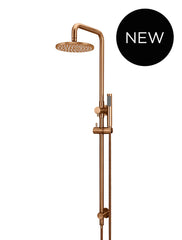 Round Combination Shower Rail 200mm Rose, Single Function Hand Shower