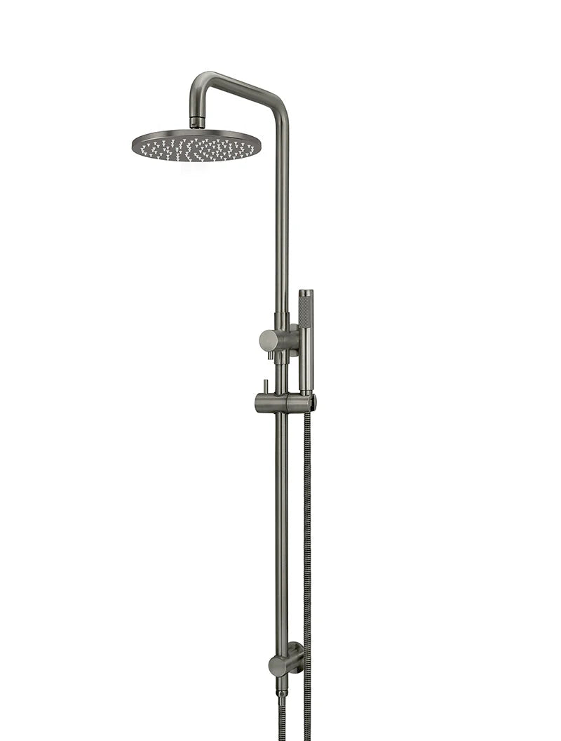 Round Combination Shower Rail 200mm Rose, Single Function Hand Shower