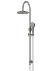 200mm Round Overhead Shower Rail, Three Function Hand Shower