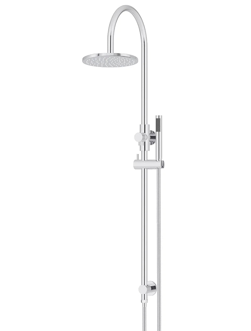 ROUND GOOSENECK SHOWER SET WITH 200MM ROSE, SINGLE-FUNCTION HAND SHOWER