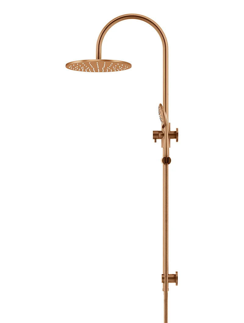 Round Combination Shower Rail 300mm Rose, Three Function Hand Shower
