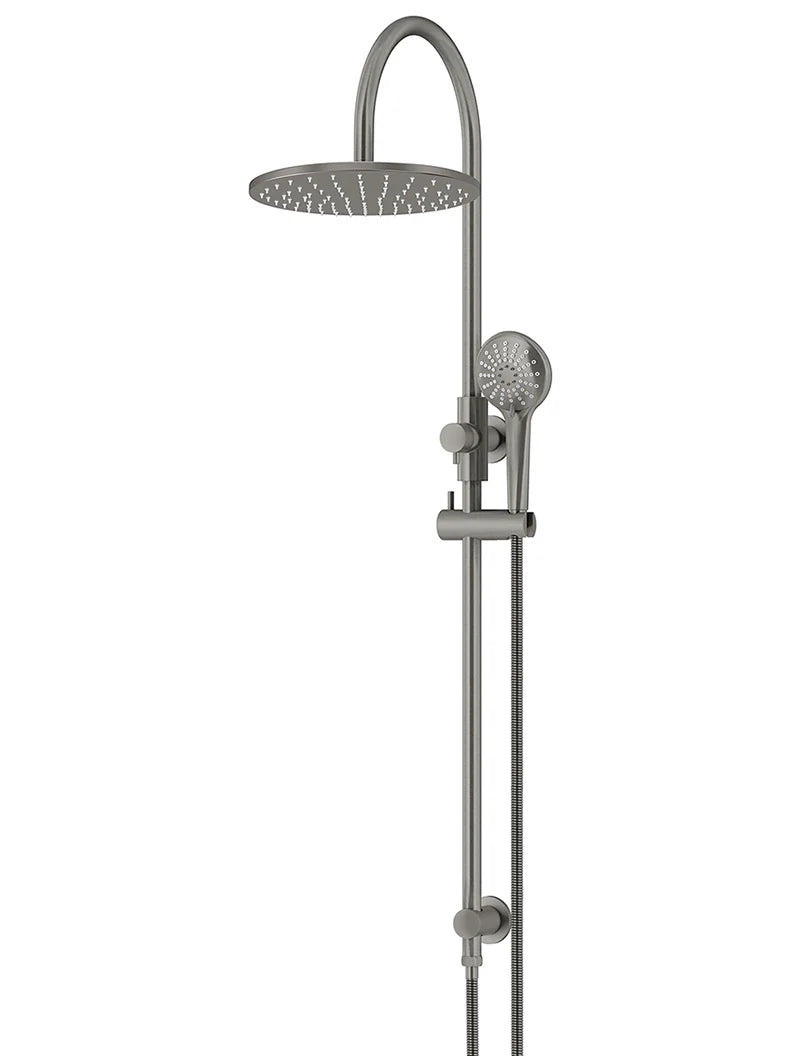 Round Combination Shower Rail 300mm Rose, Three Function Hand Shower
