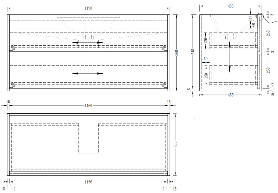 Mildura Wall Hung 1200mm Vanity