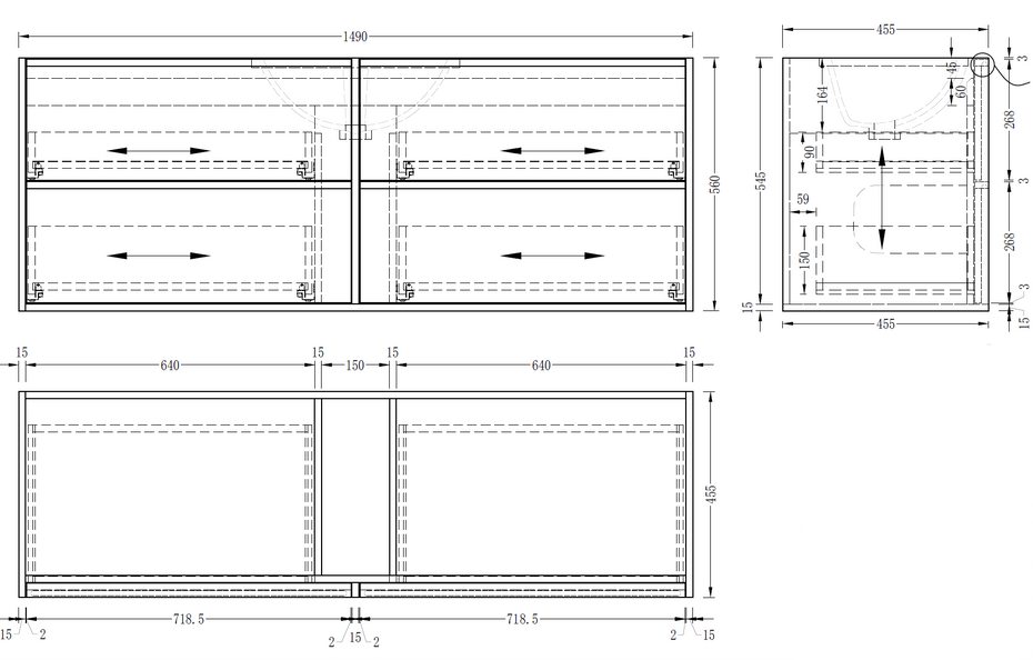 Mildura Wall Hung 1500mm Single Vanity