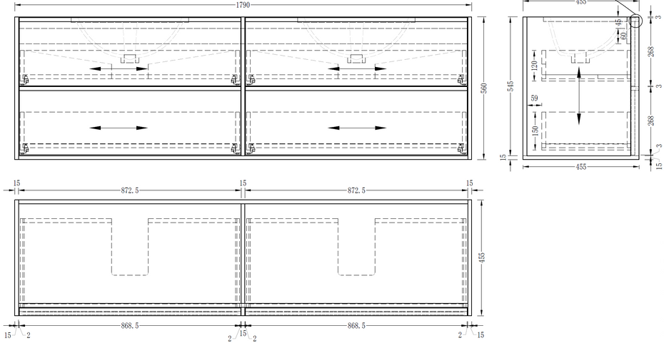 Mildura Wall Hung 1800mm Double Vanity